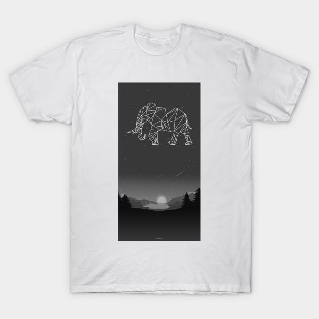 Black elephant geometric style T-Shirt by robiman